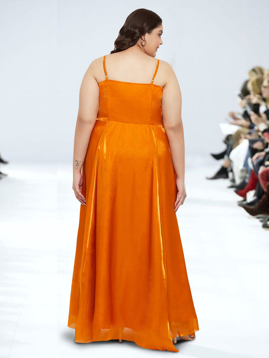 Orange Plus Size Organza Gown