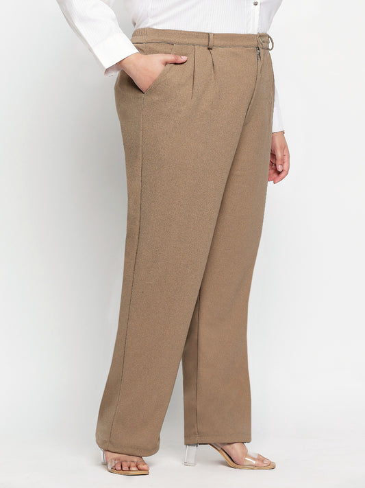 Beige Plus Size Stretch Trouser