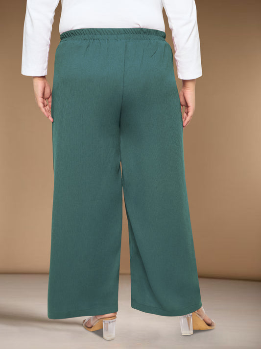 Green Plus Size Eyelet Trousers