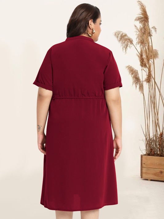 Women Maroon Plus Size Shirt Dress