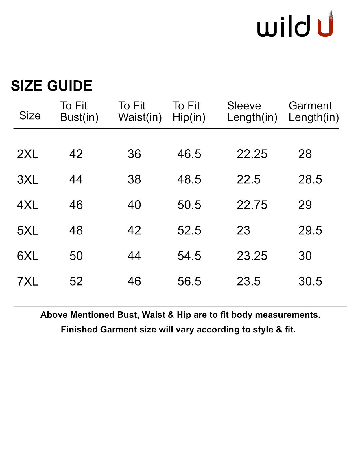 Size chart