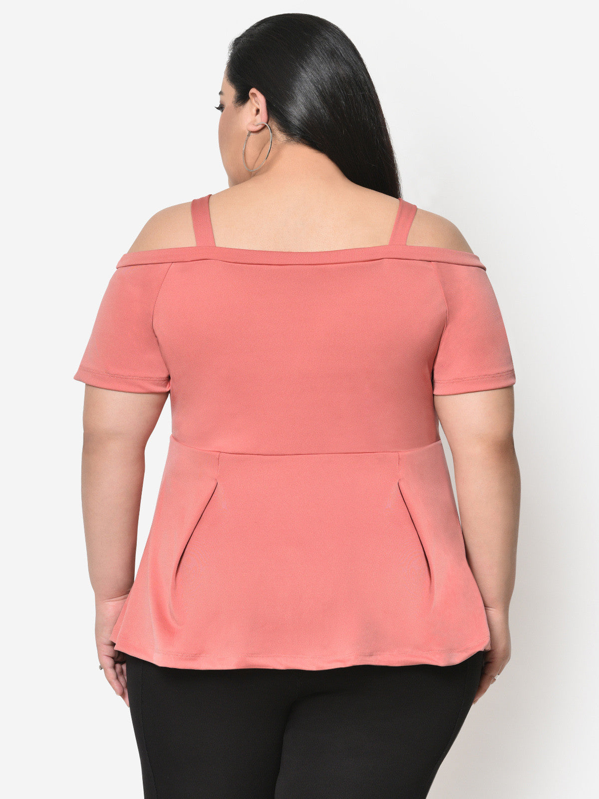 Pink Shoulder Cut Out Plus Size Top