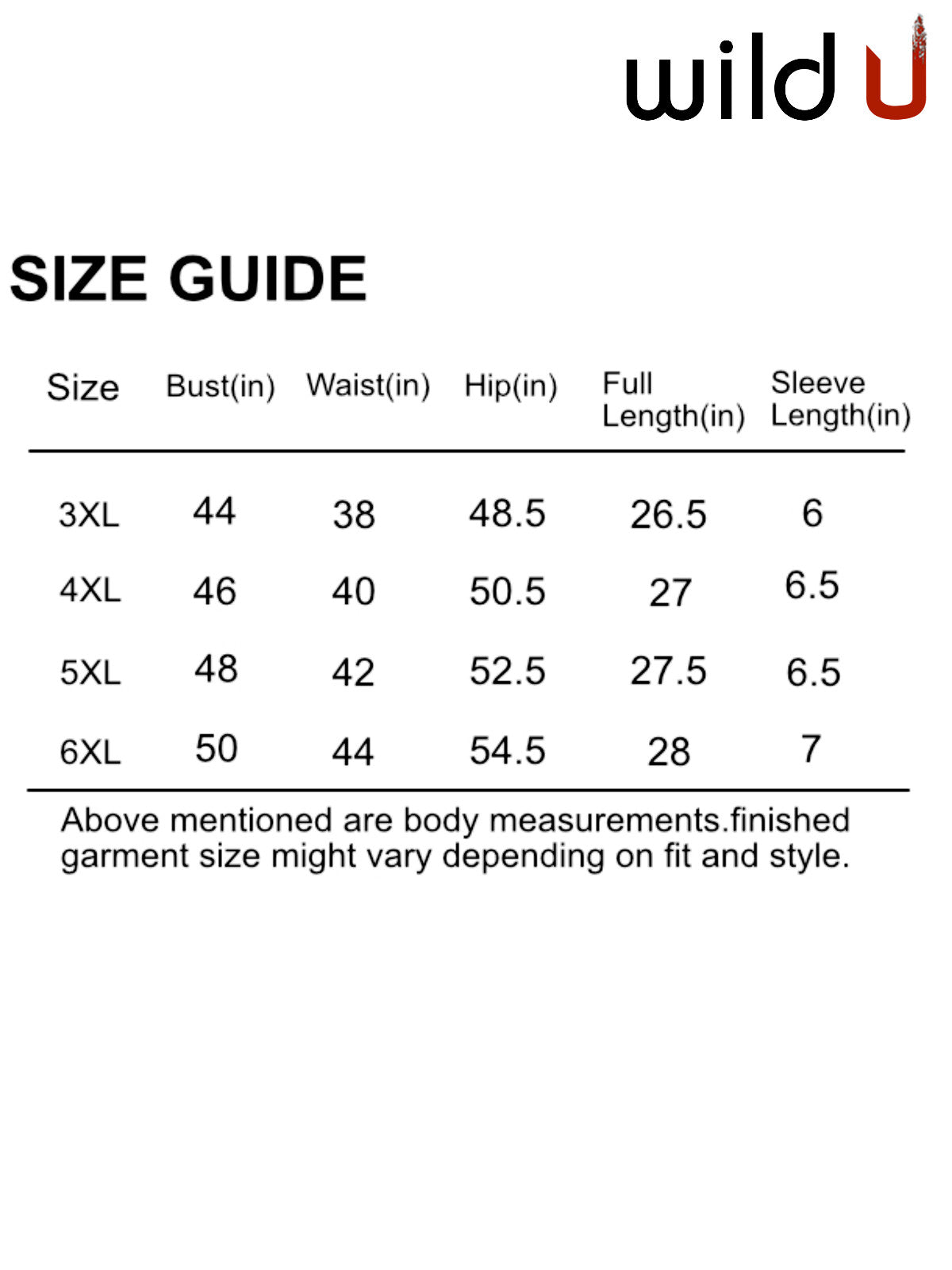 Size chart