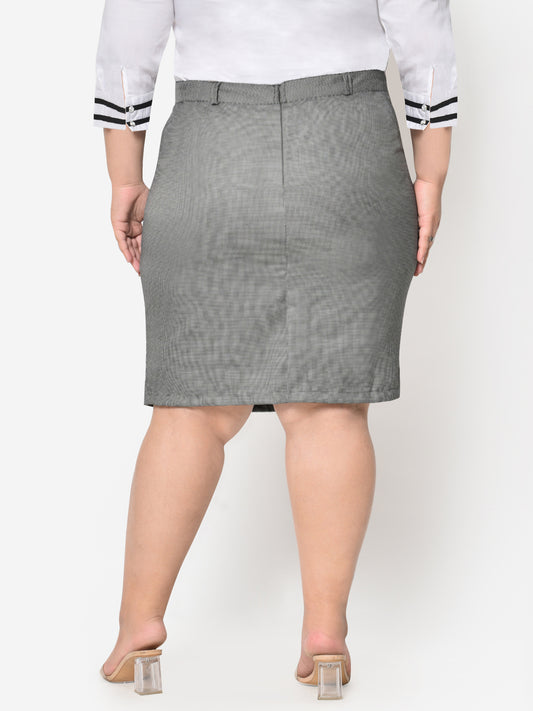 Black White Dotted Formal Plus Size skirt