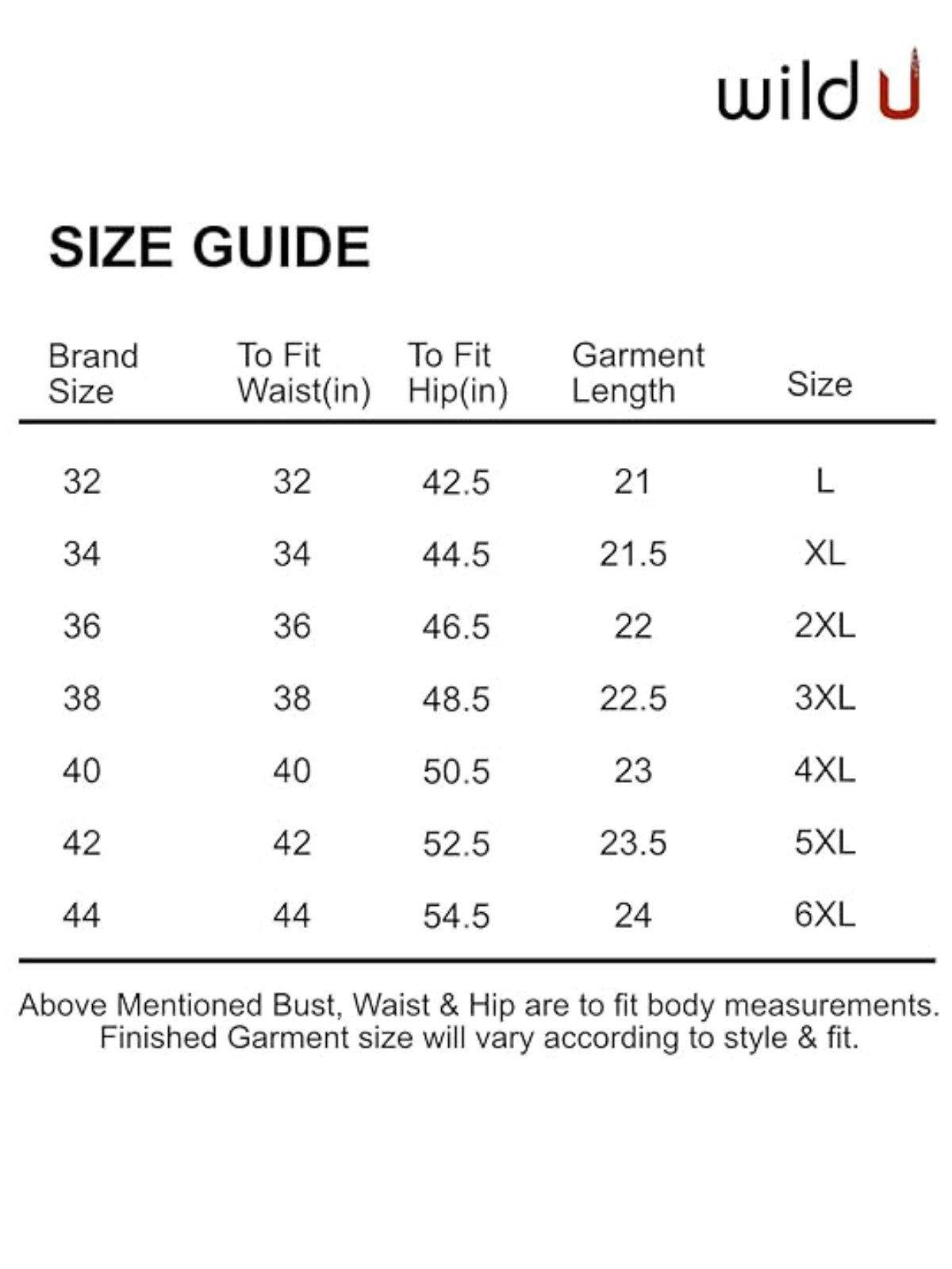 Size chart