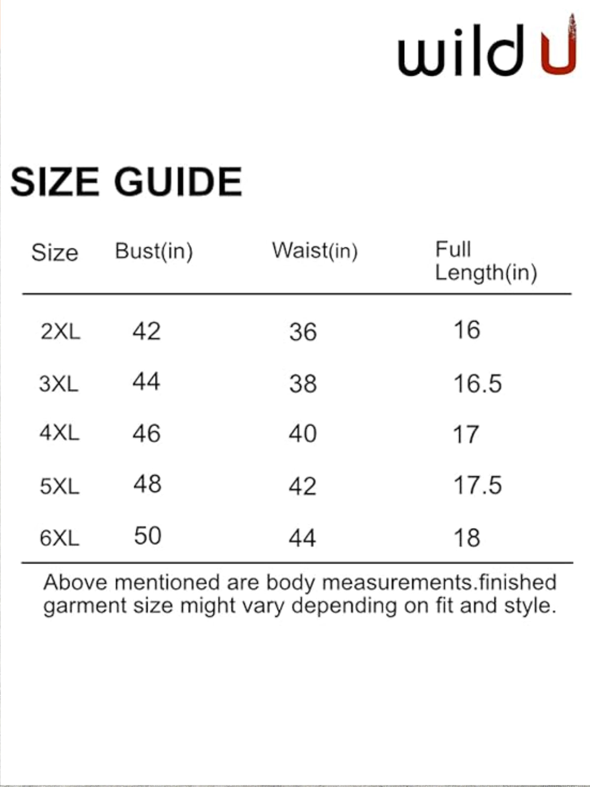 Size chart