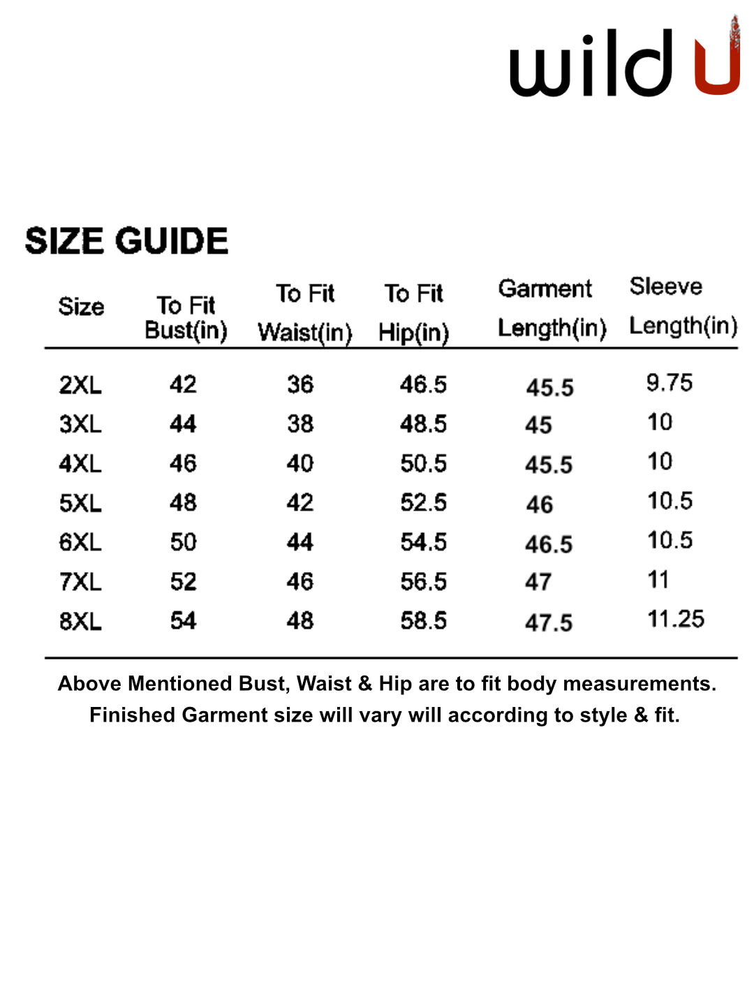 Size chart