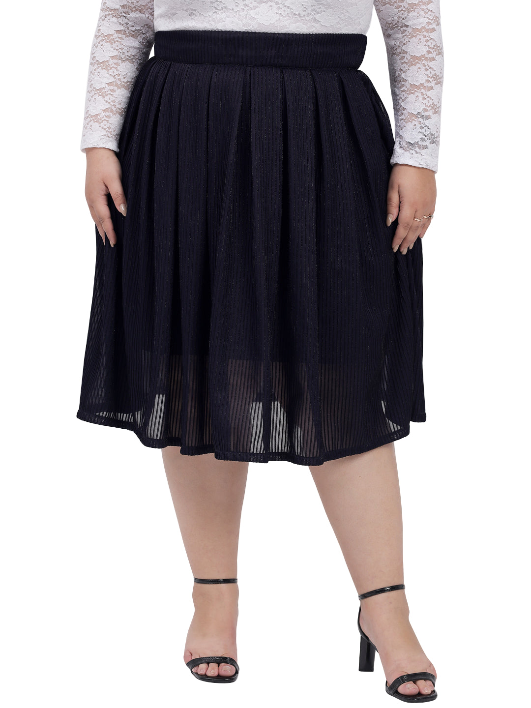 Blue Box Plus Size Pleated Shimmer Skirt