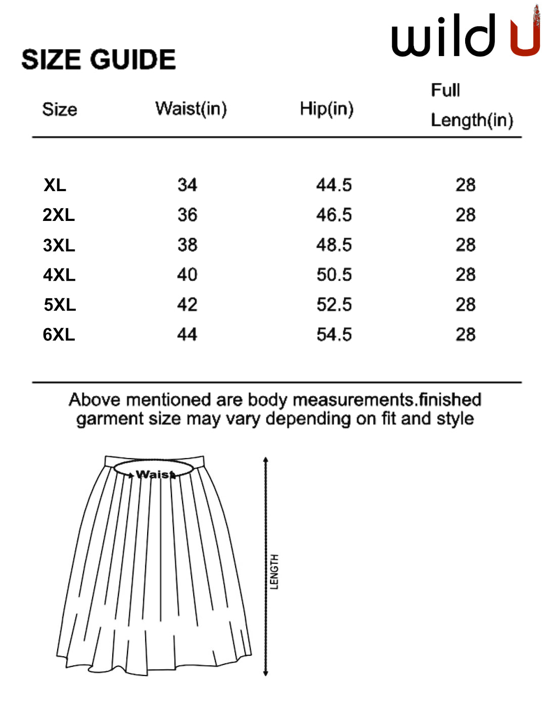 Size chart