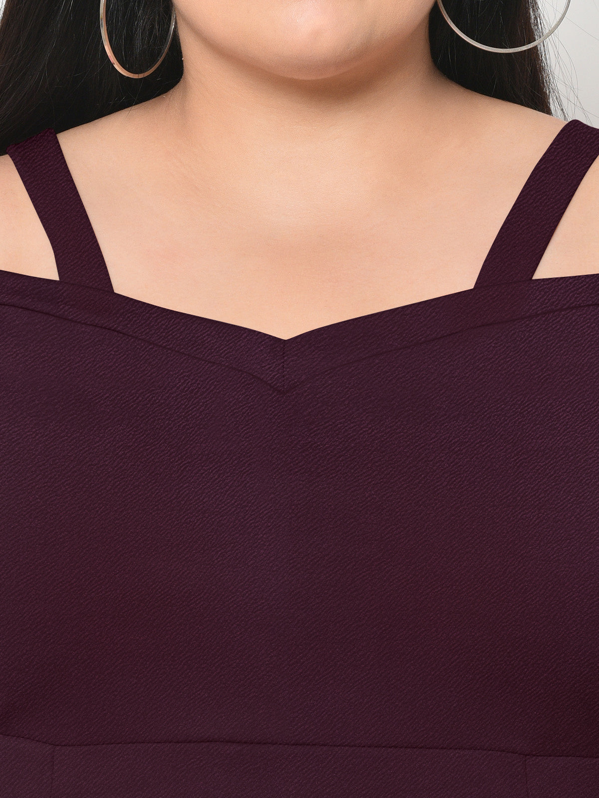 Wine Plus Size Cold Shoulder Top