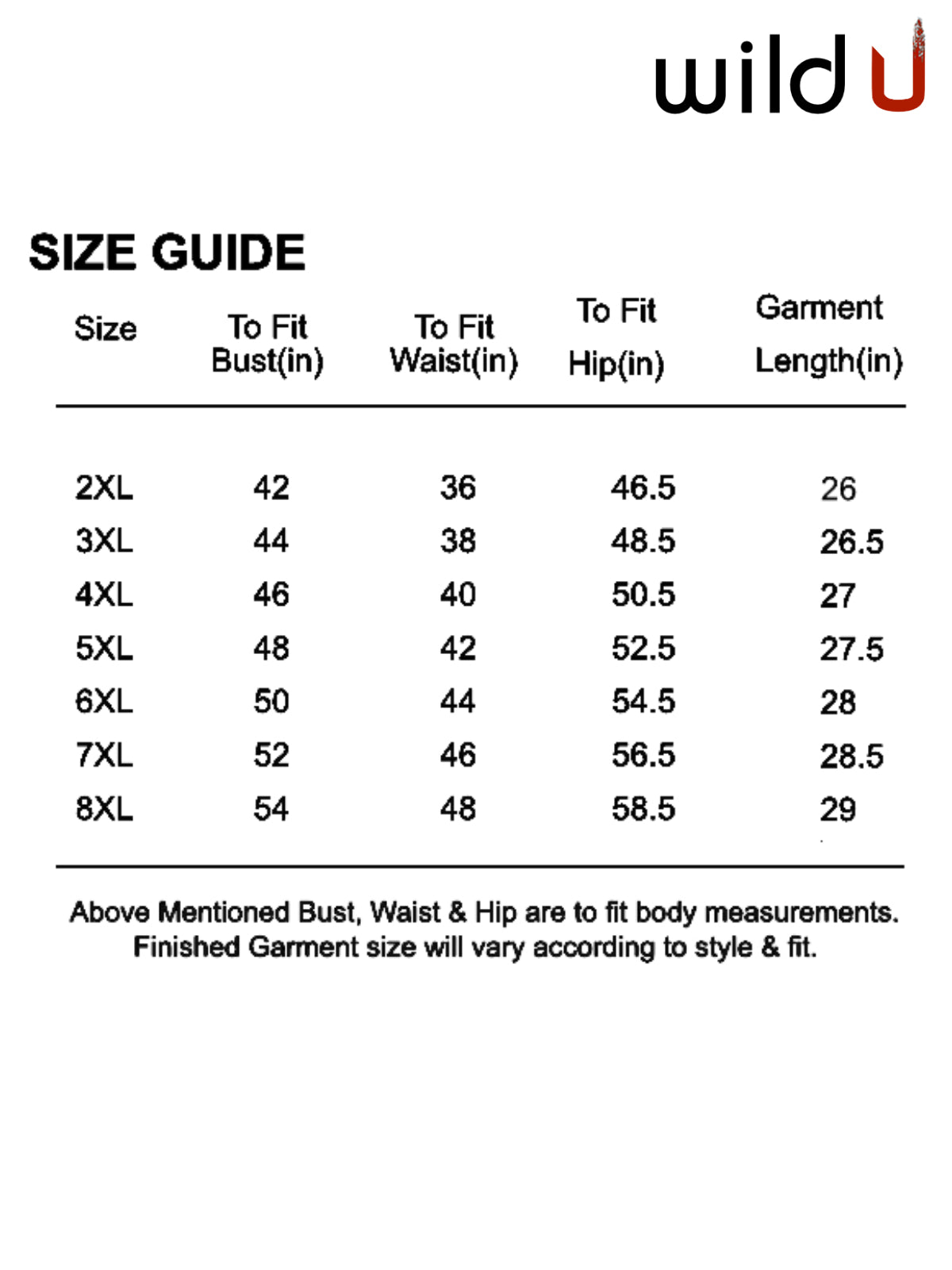 Size chart