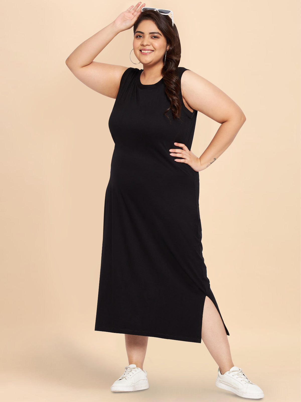 Black Plus Size Bodycon Slit Dress
