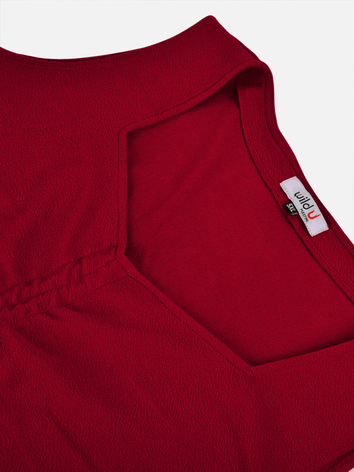 Red Plus Size Drawstring Crop Top