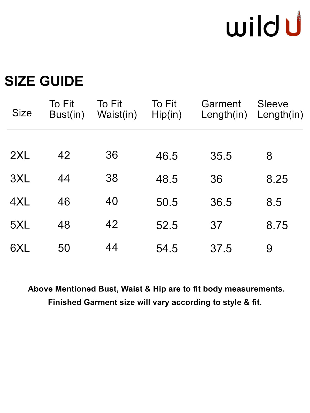 Size chart