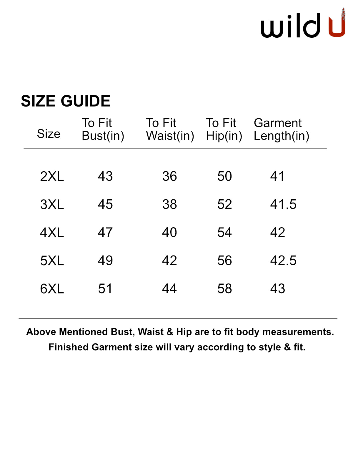 Size chart