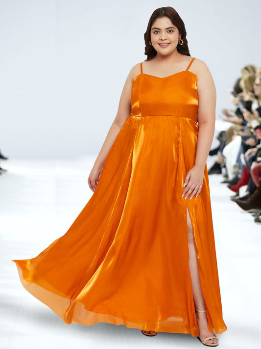 Orange Plus Size Organza Gown