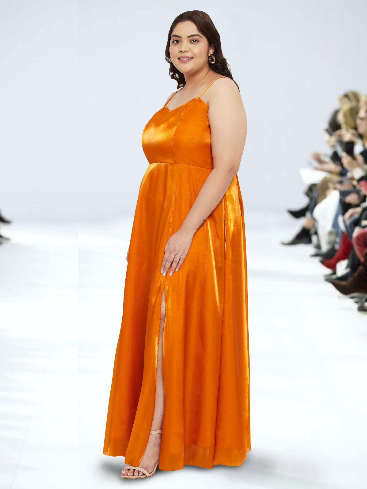 Orange Plus Size Organza Gown