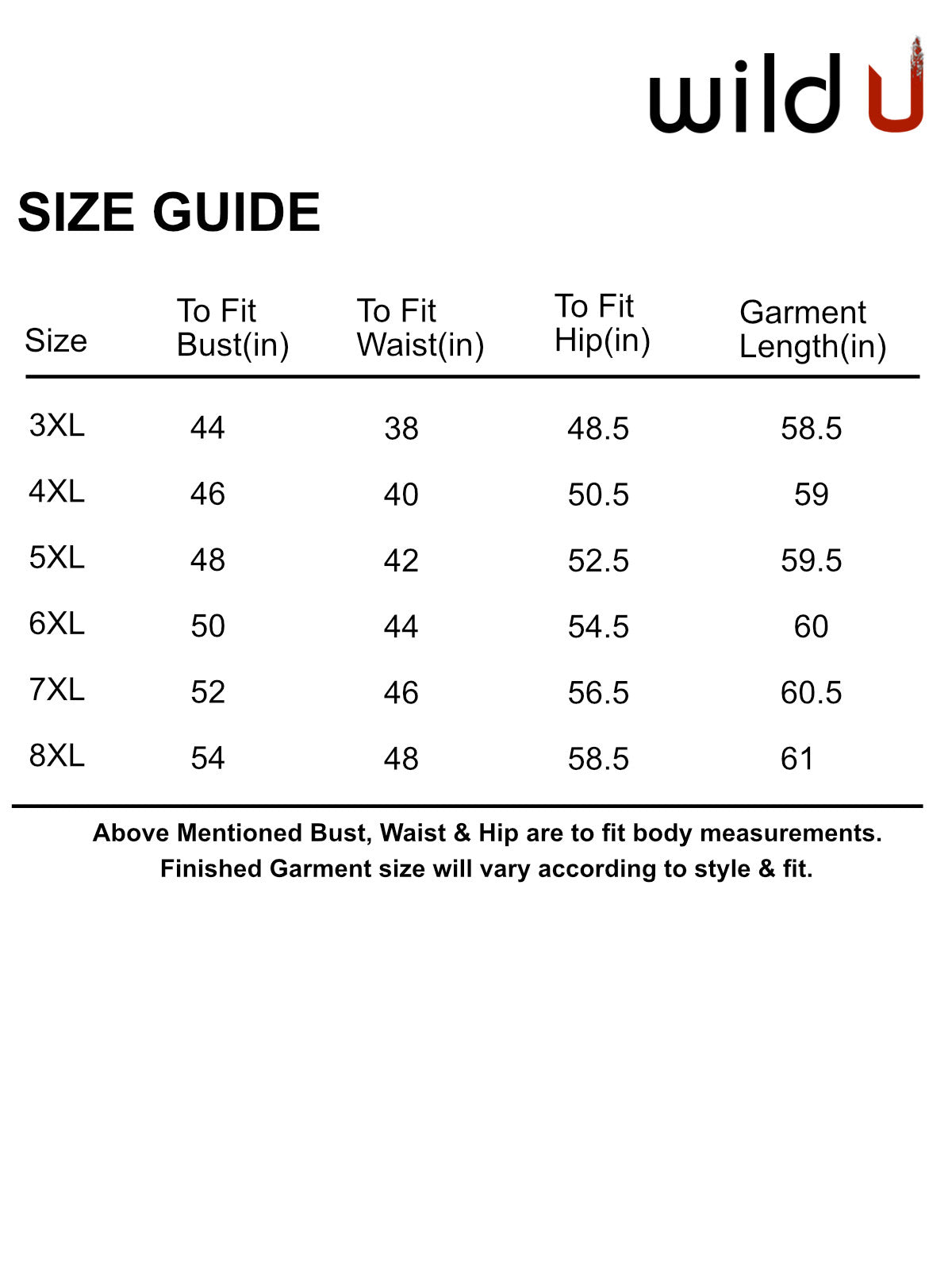 Size chart