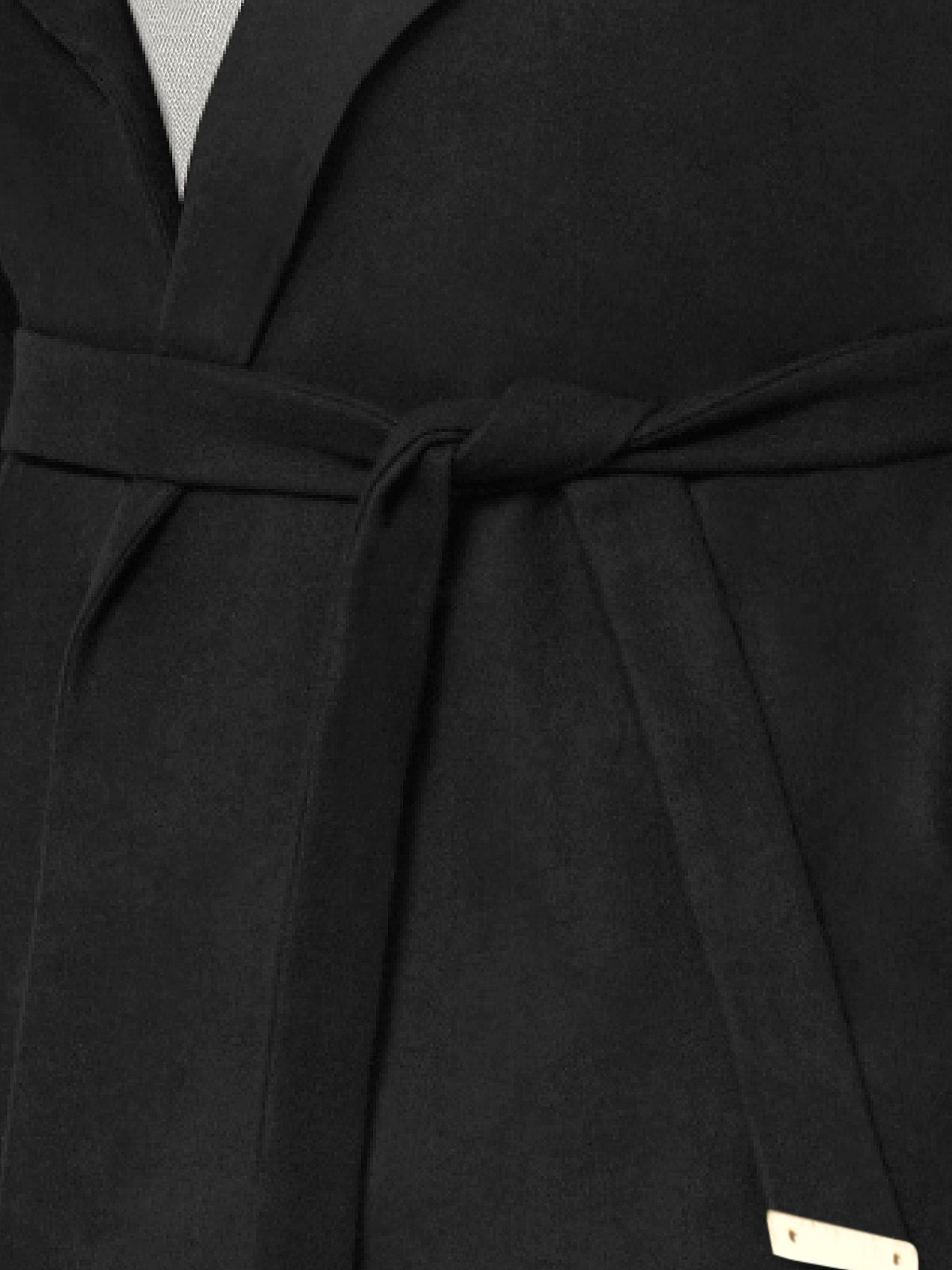 Black Plus Size Wide Collar Pure Wool Coat