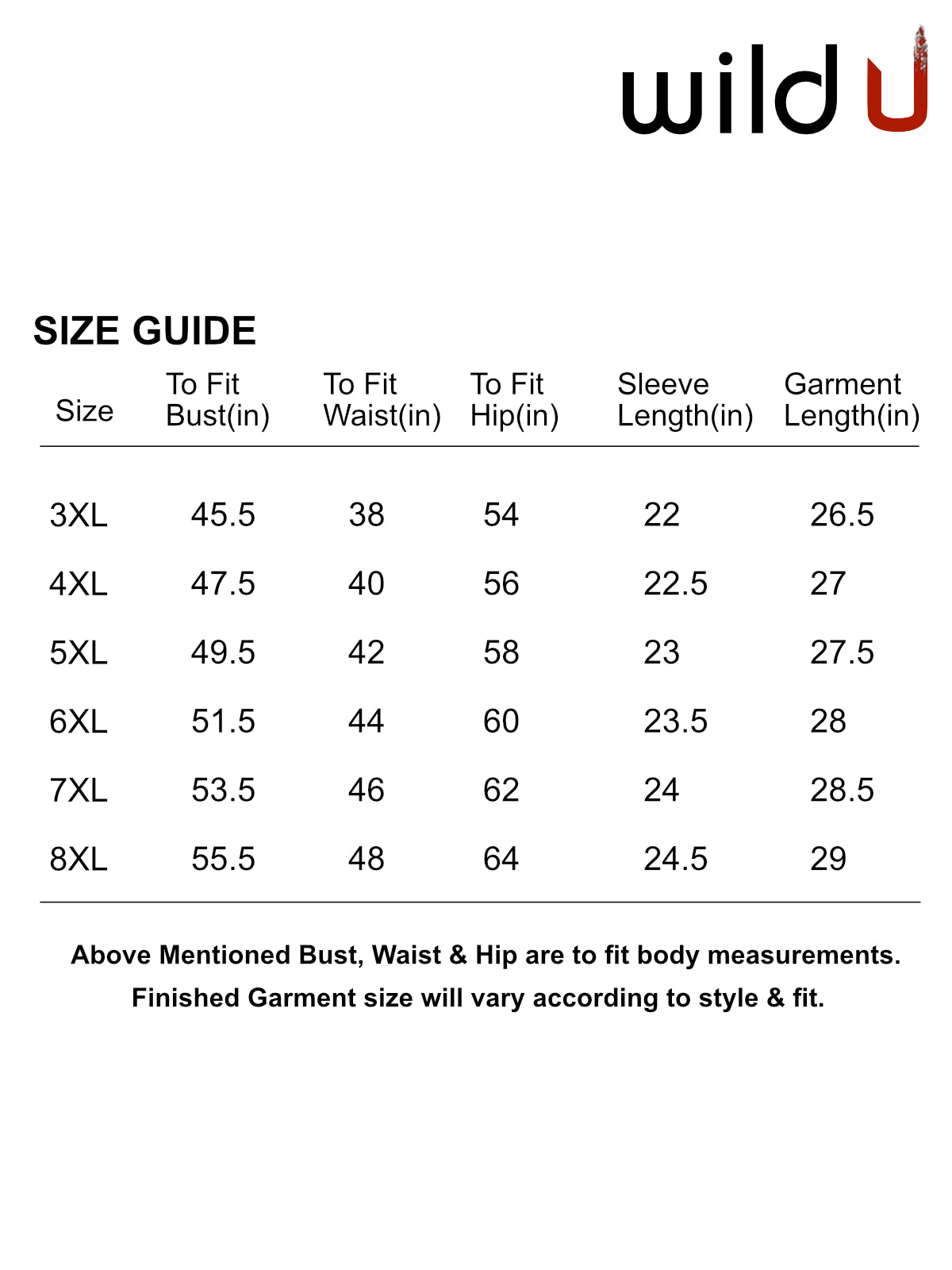 Size chart