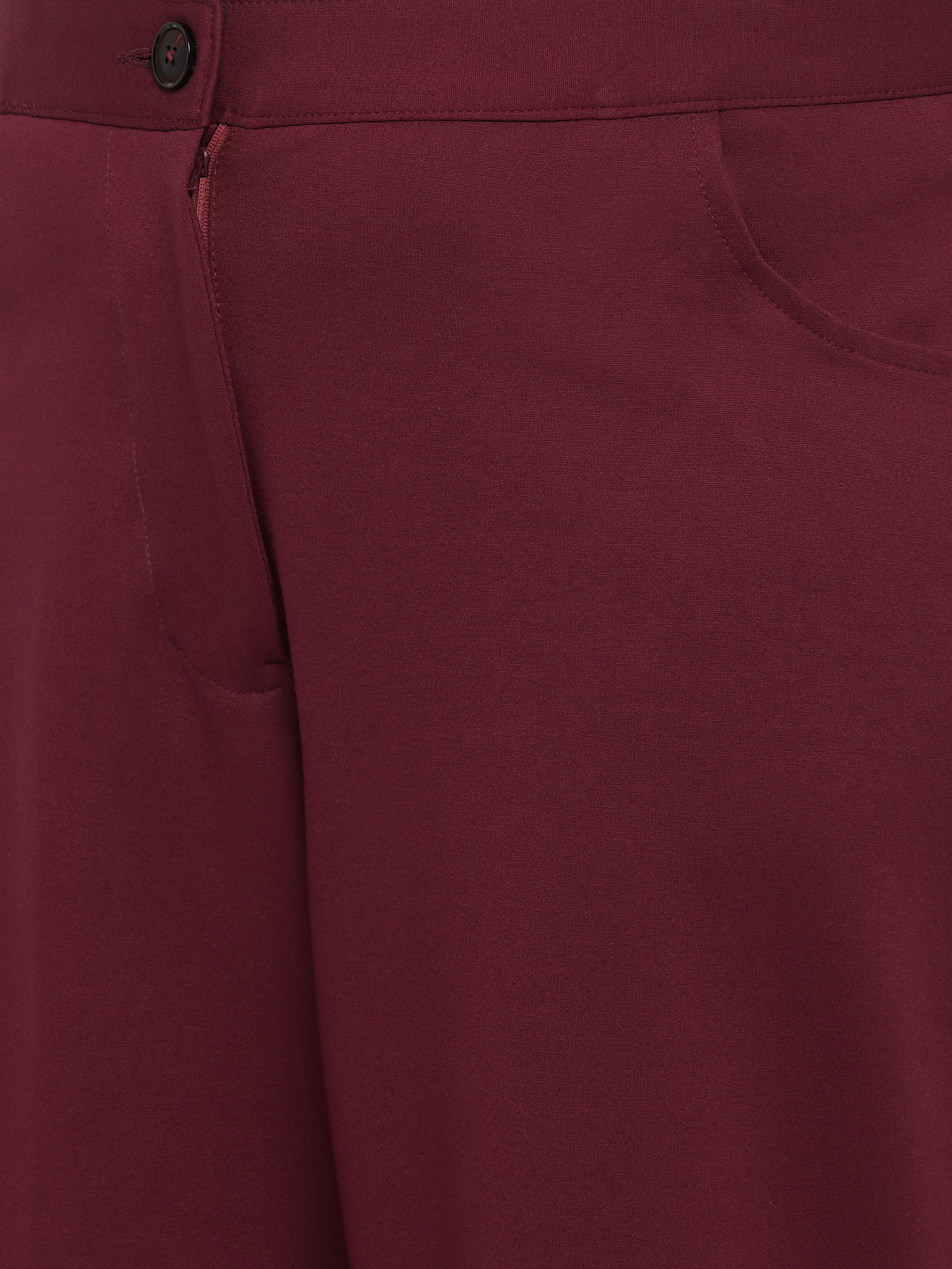 Maroon Plus Size Straight Extra Stretch Trouser