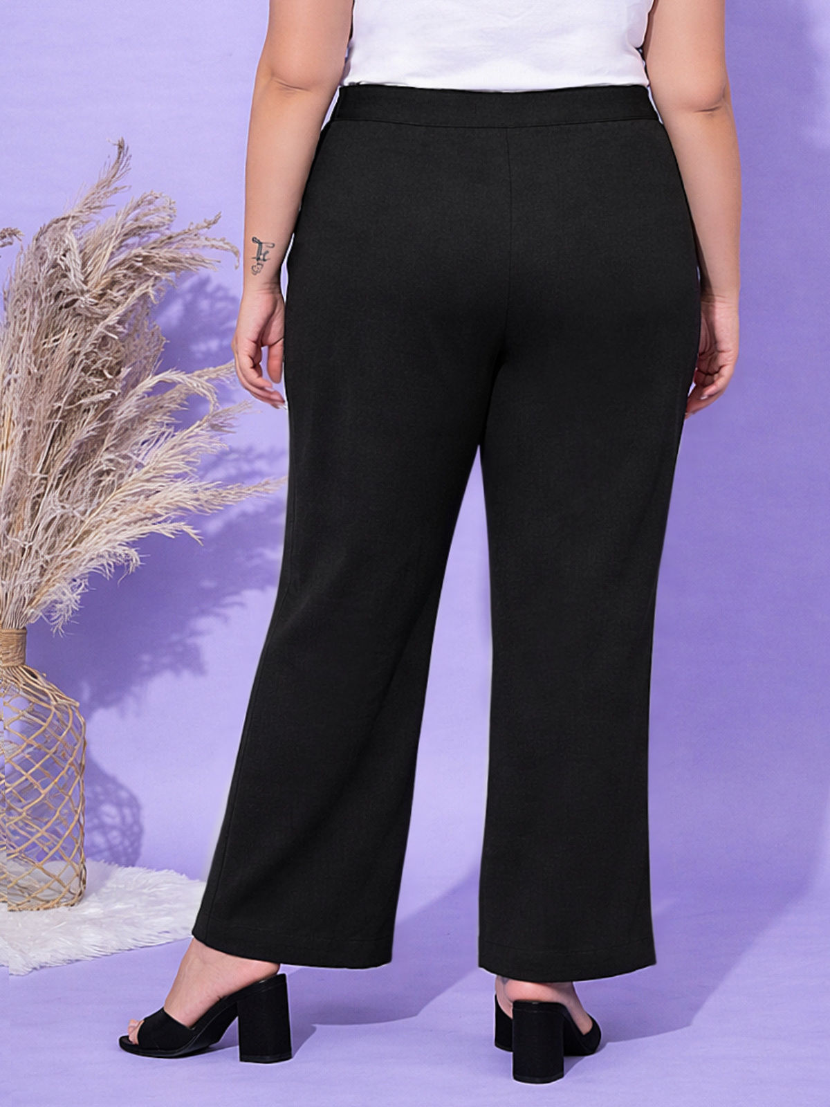 Black Plus Size Straight Extra Stretch Trouser