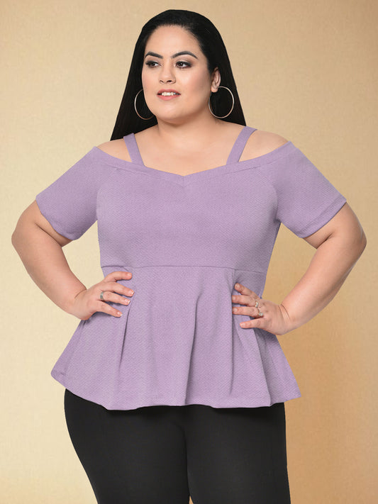 Purple Plus Size Cold Shoulder Top