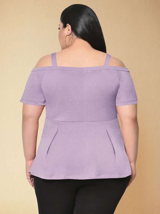 Purple Plus Size Cold Shoulder Top