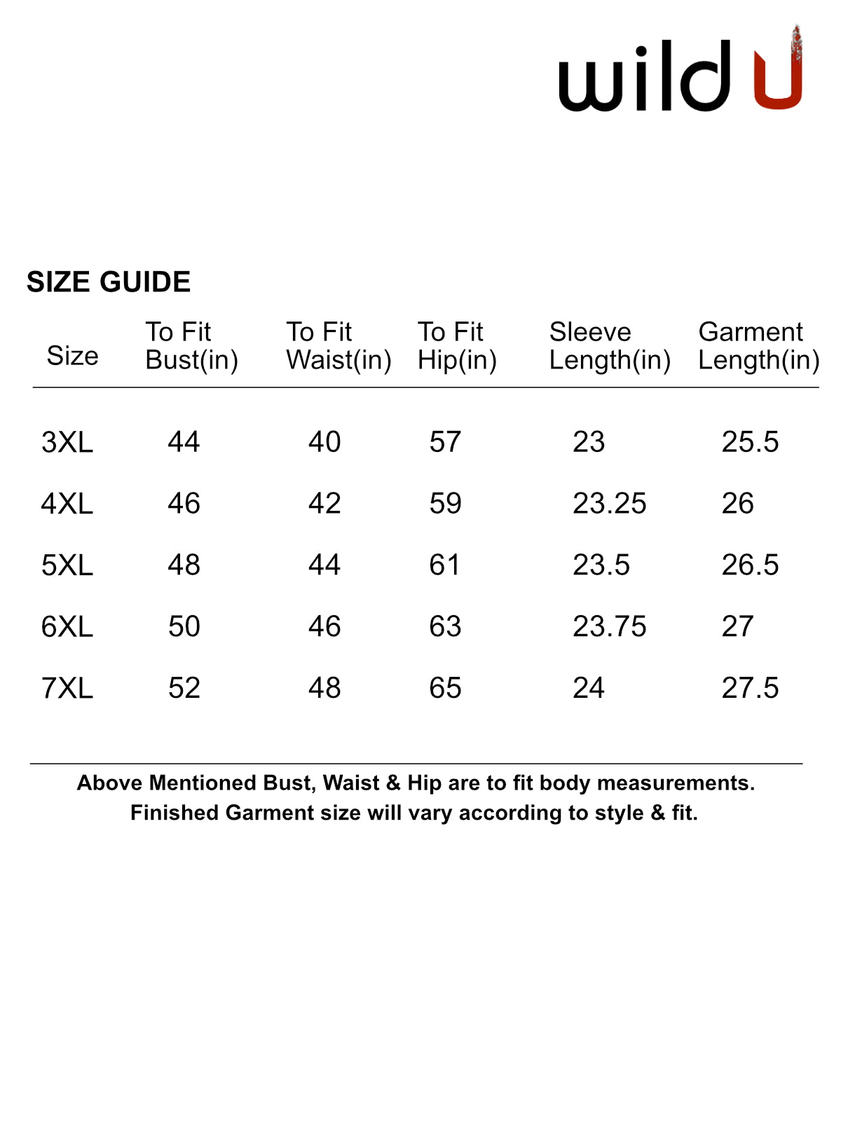 Size chart