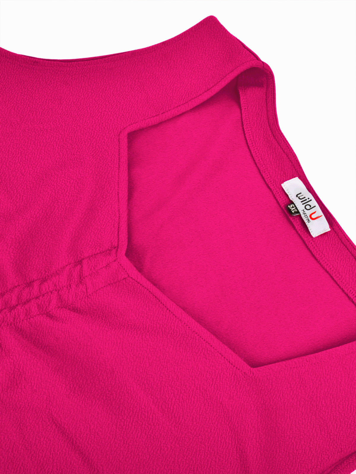 Fuschia Pink Plus Size Drawstring Crop Top