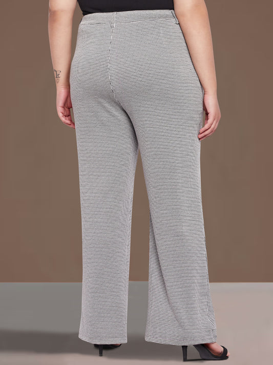 Black White Houndstooth Plus Size Stretch Trouser