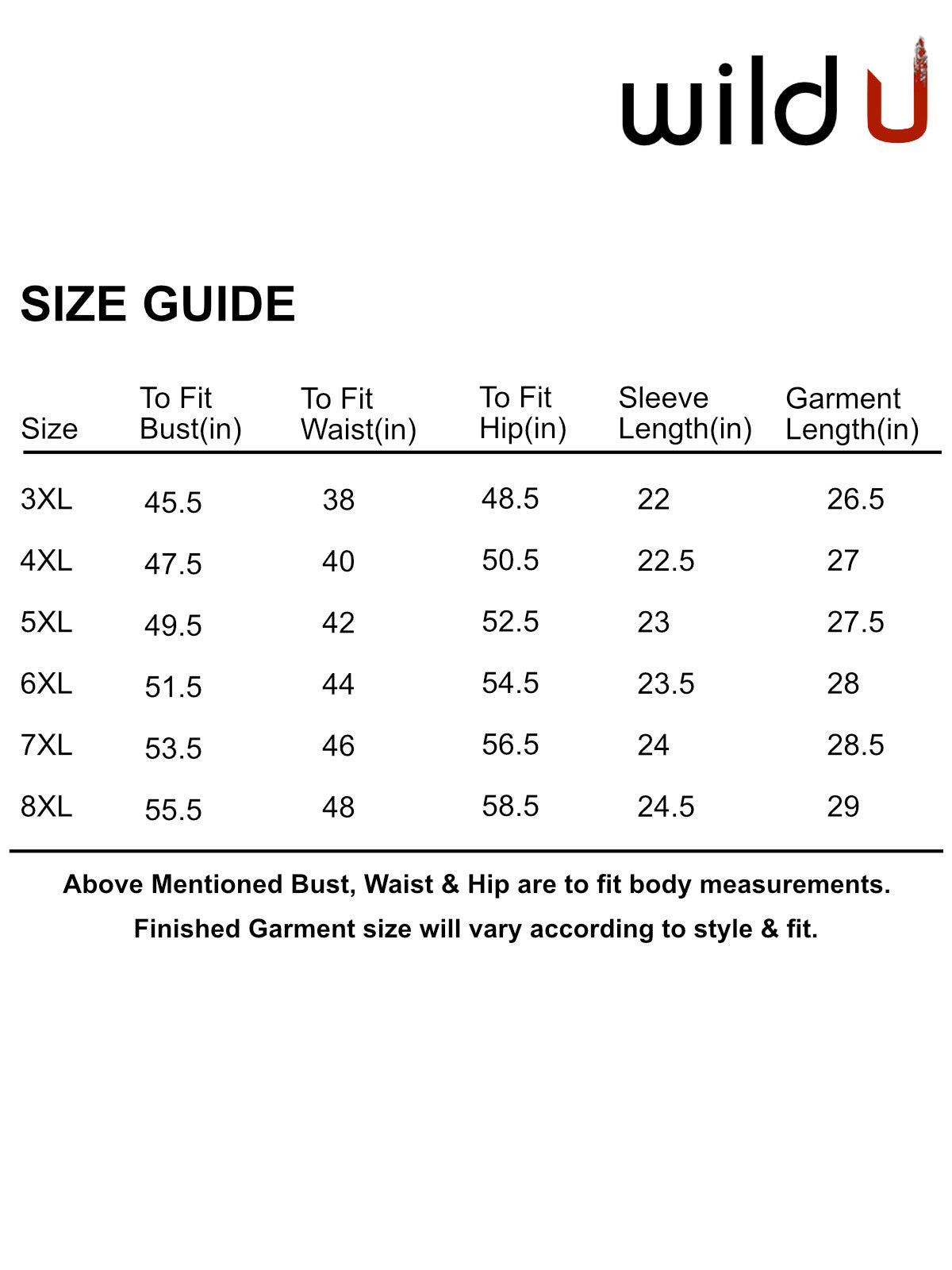 Size chart
