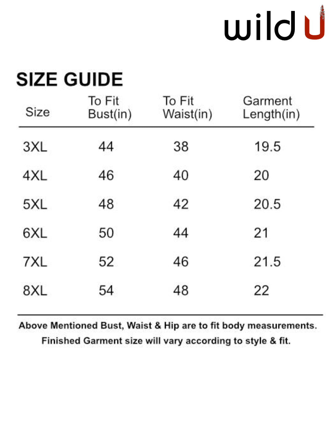 Size chart