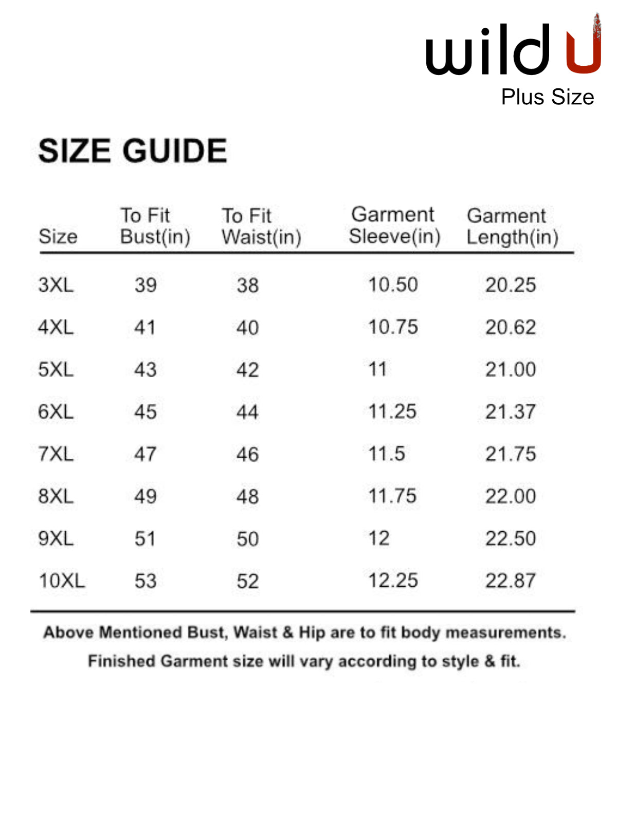 Size chart