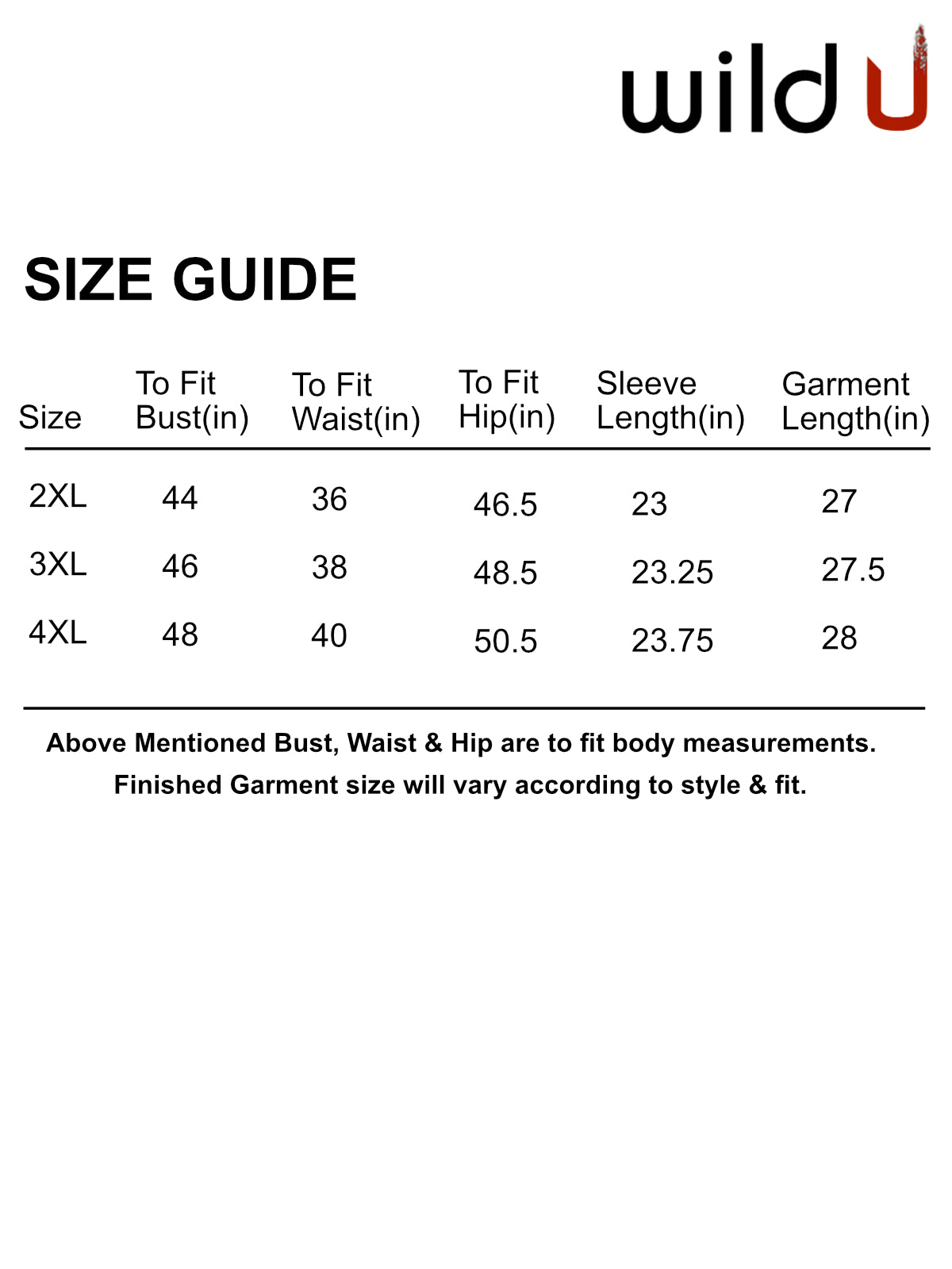 Size chart