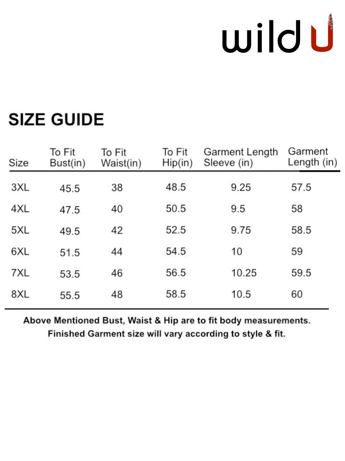 Size chart