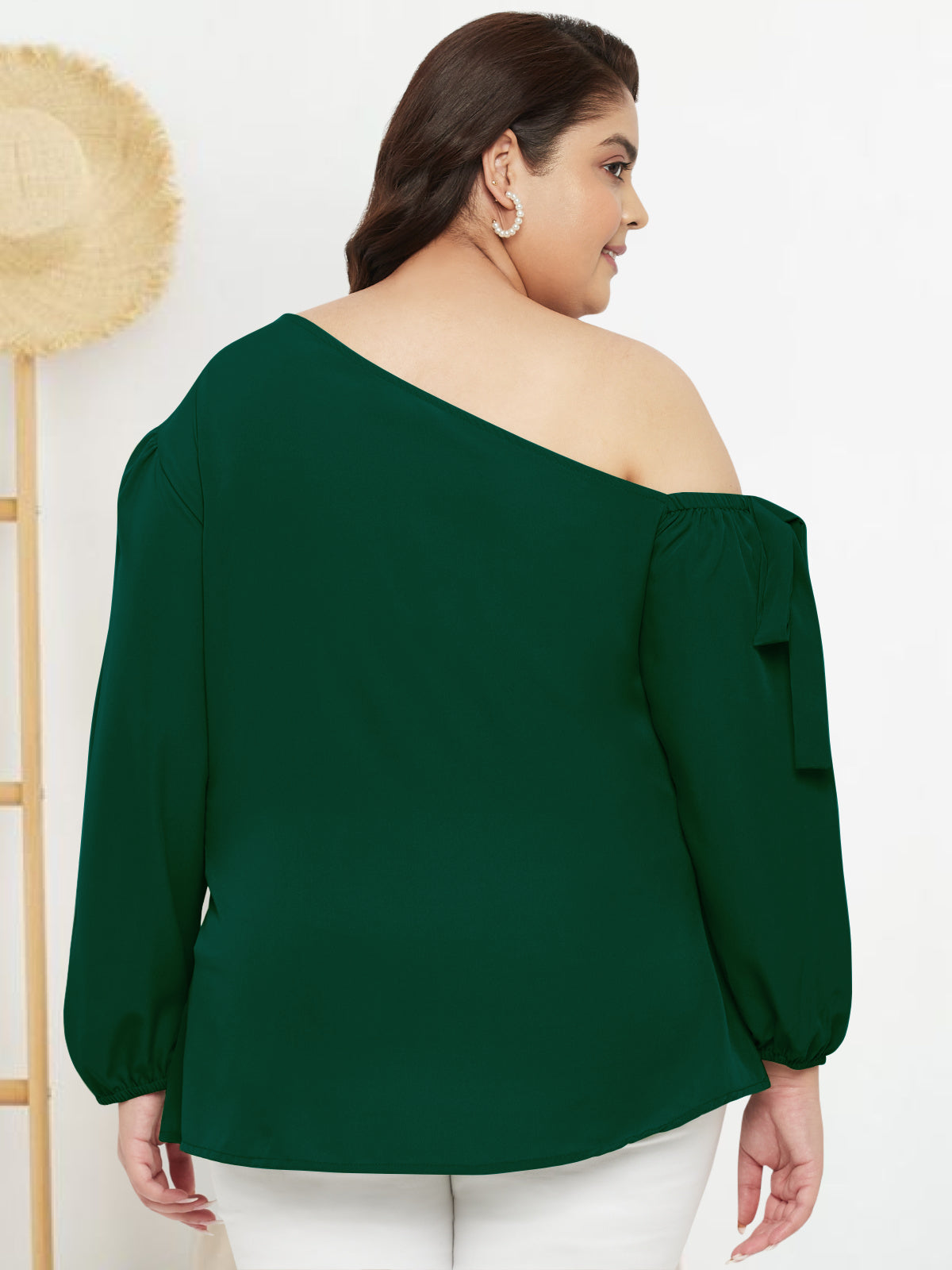 Women Black White Plus Size Buttoned Tunic Top