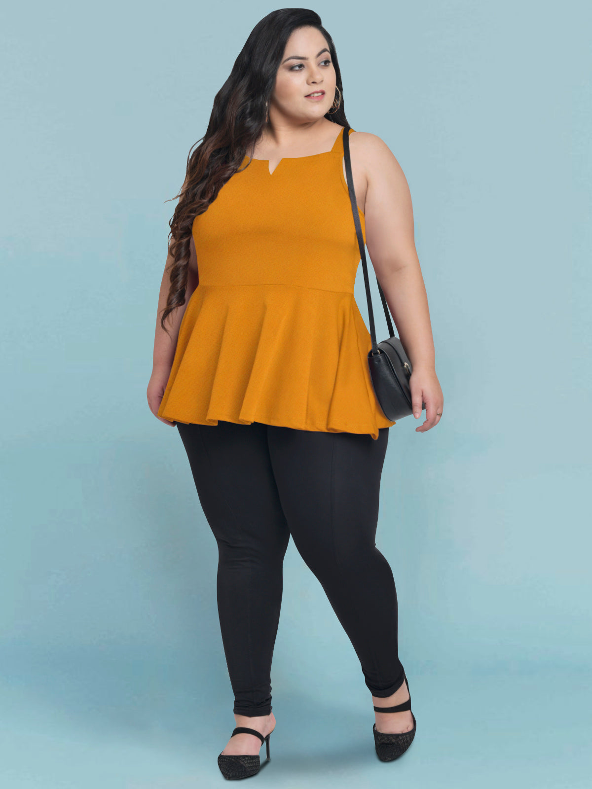 Women Black White Plus Size Buttoned Tunic Top