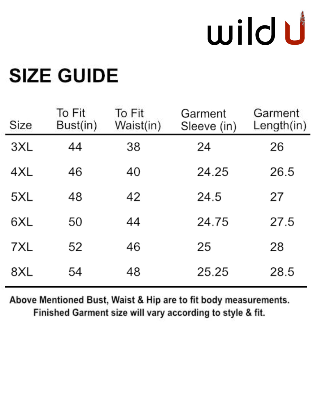 Size chart