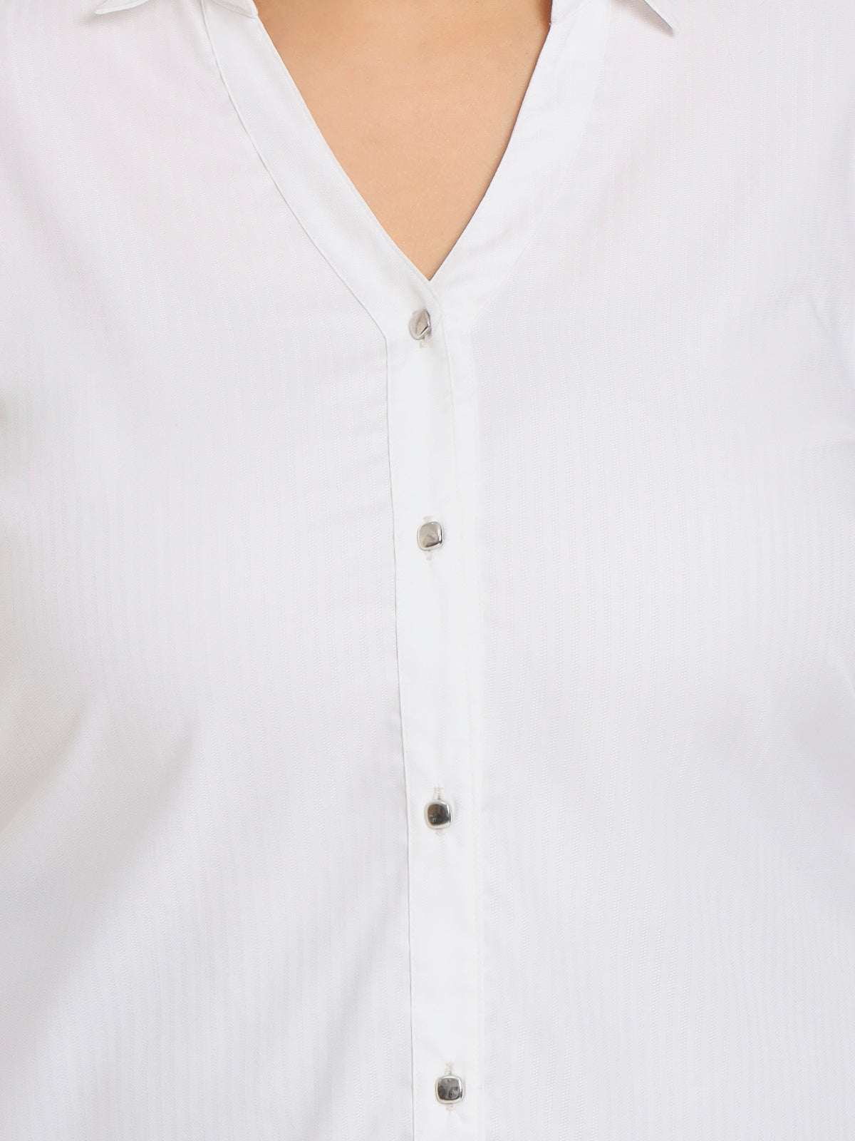 Women Black White Plus Size Buttoned Tunic Top