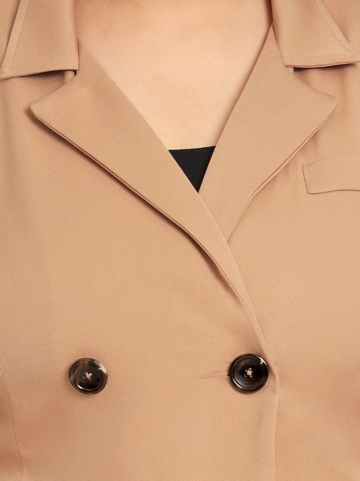 Women Beige Plus Size Crop Blazer