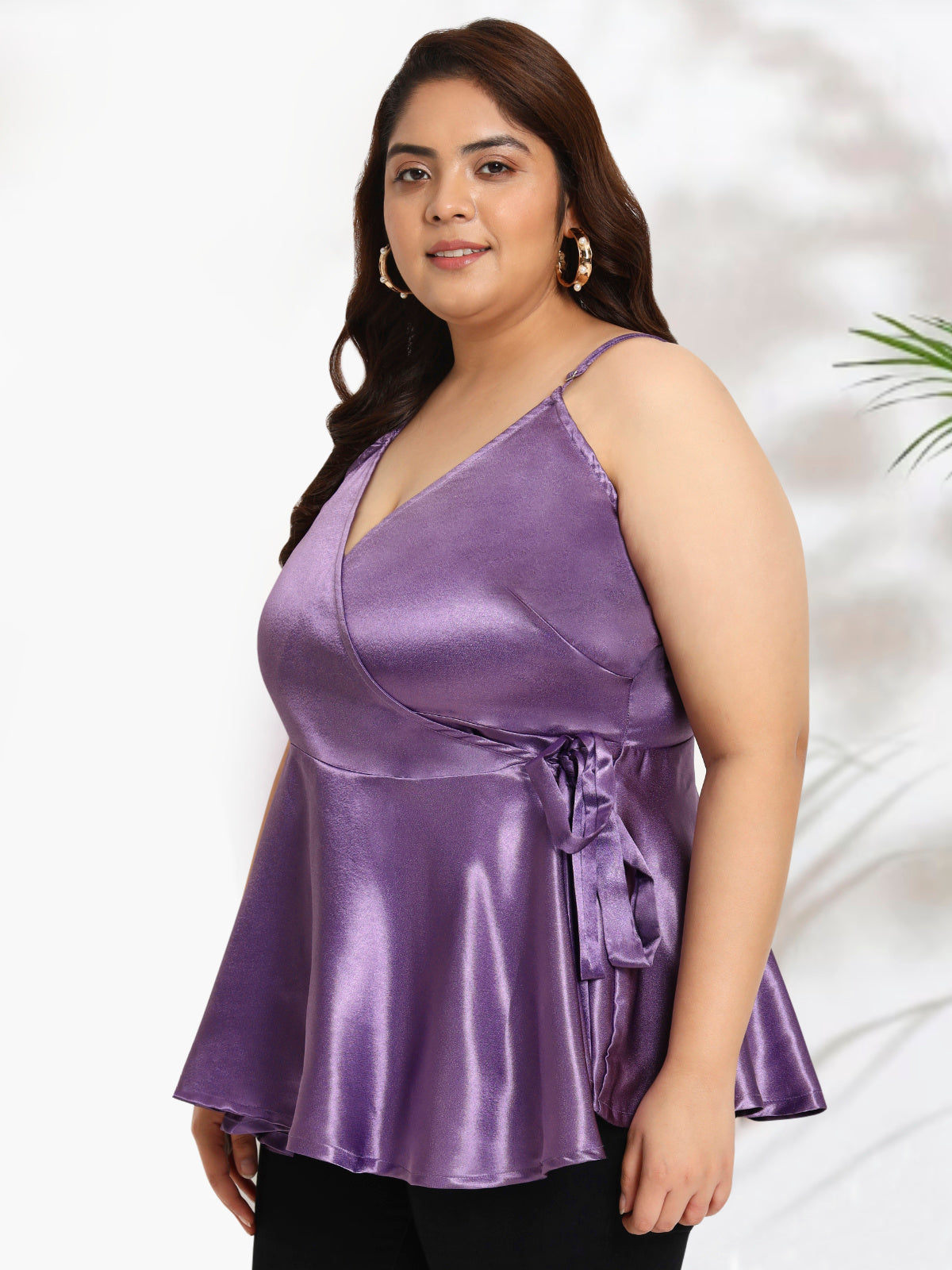 Women Black White Plus Size Buttoned Tunic Top