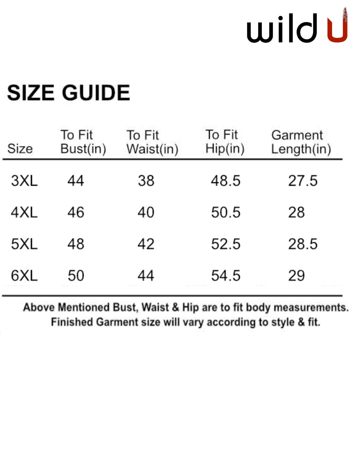 Size chart