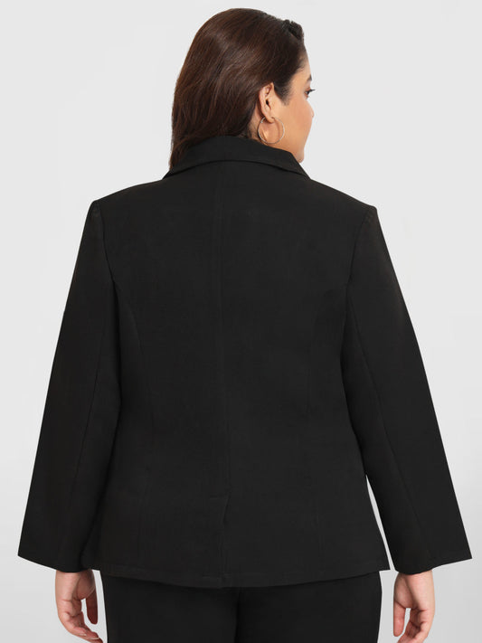 Women Black Plus Size Tailored Fit Blazer