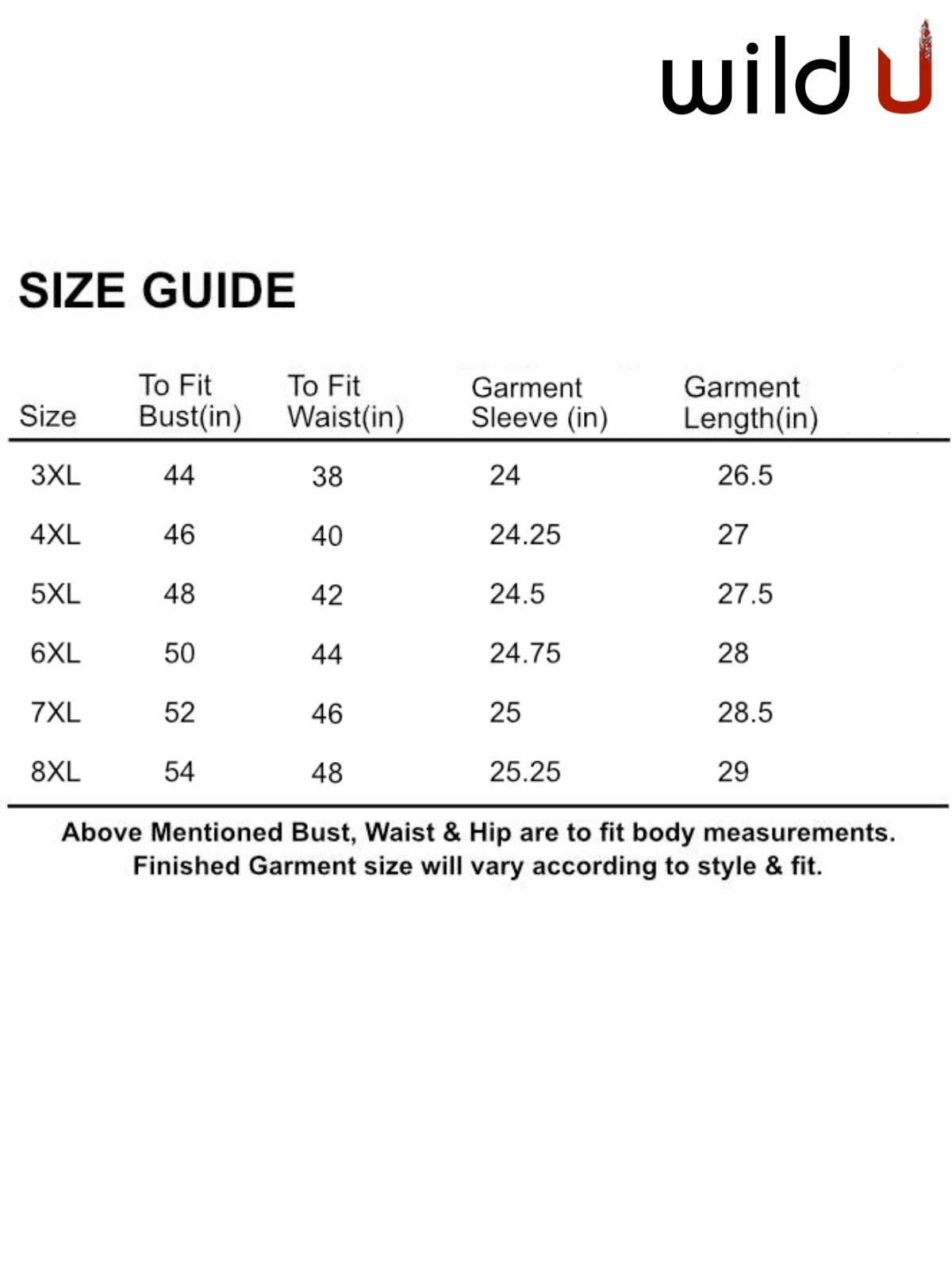 Size chart