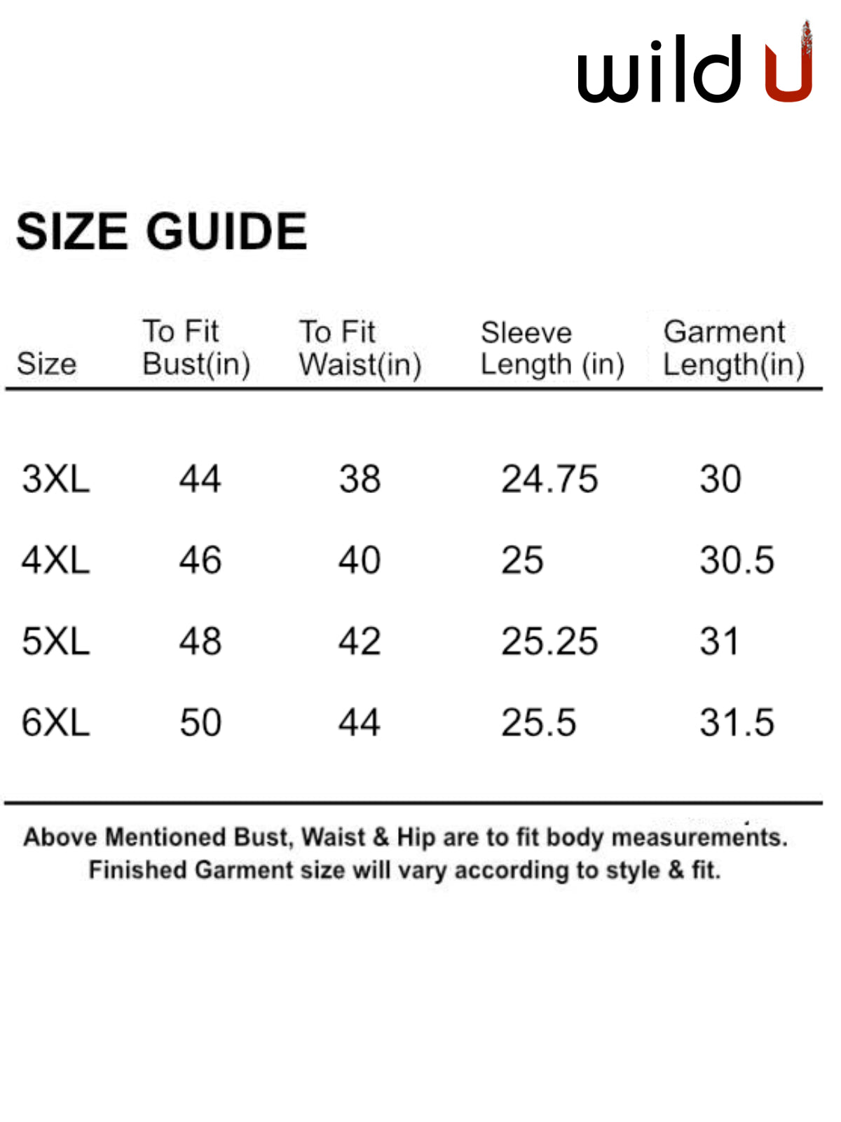 Size chart