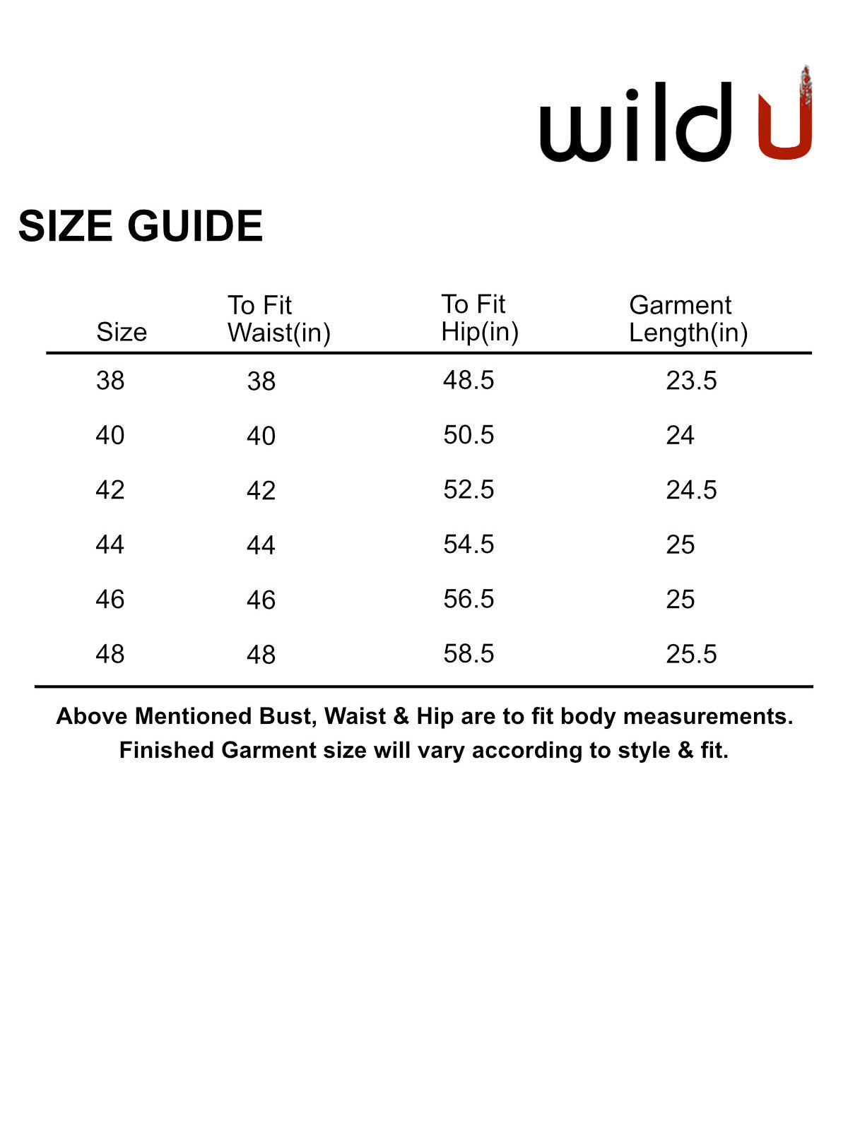 Size chart
