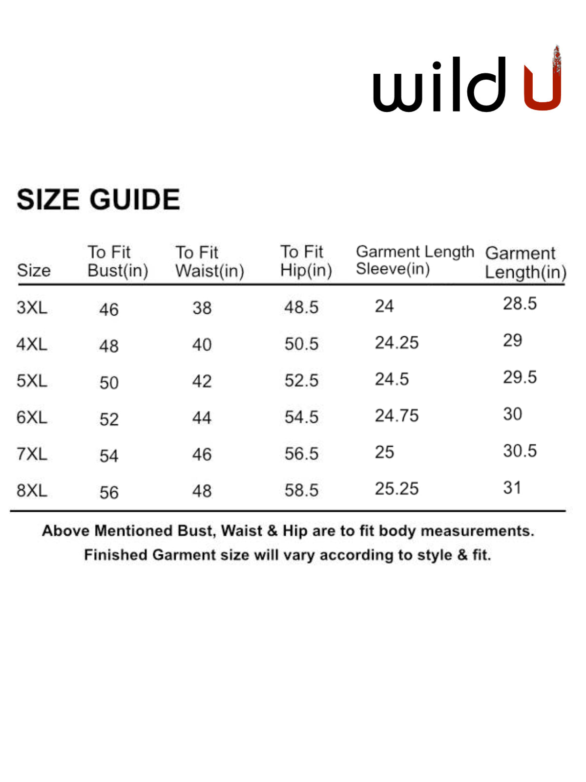 Size chart