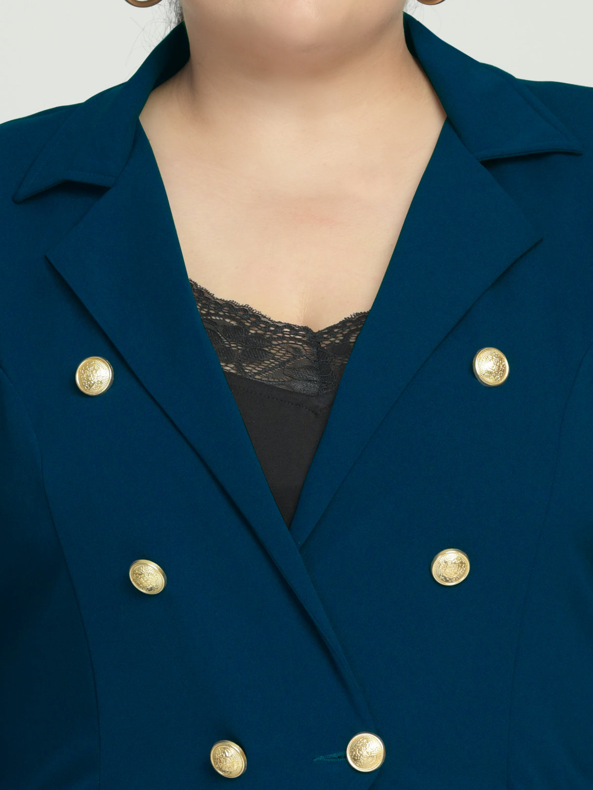 Women Turquoise Plus Size Tailored Fit Blazer