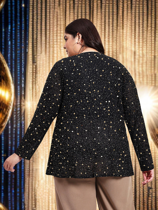 Black Golden Plus Size Beaded Hand Embellished Shrug